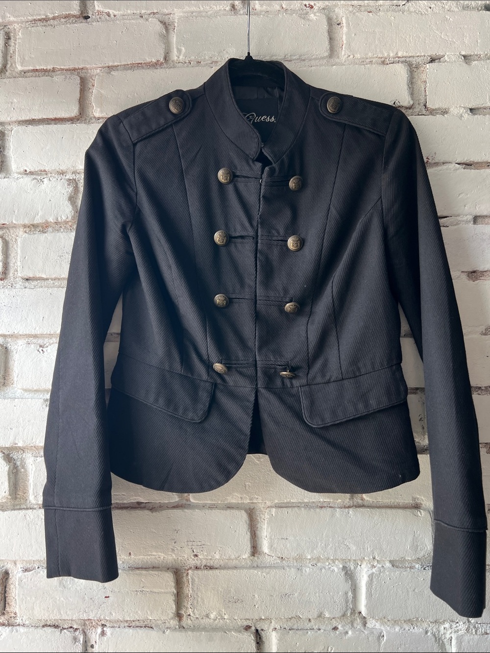 Guess Black Military-Inspired Double-Breasted Blazer 2000s bloke core